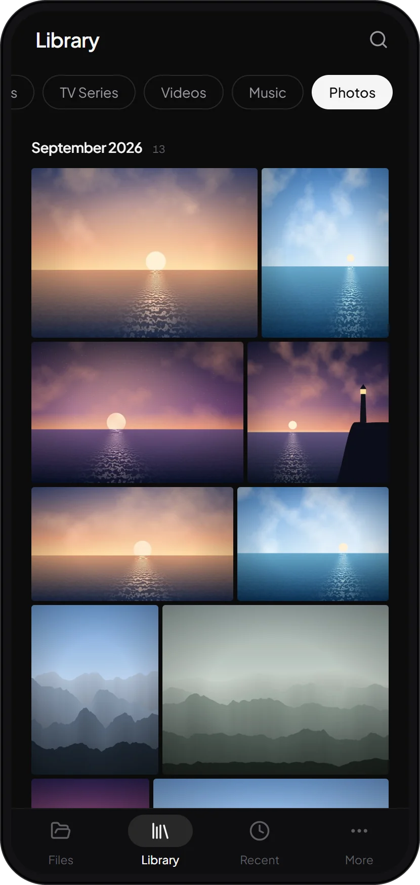 Photos by month on a phone
